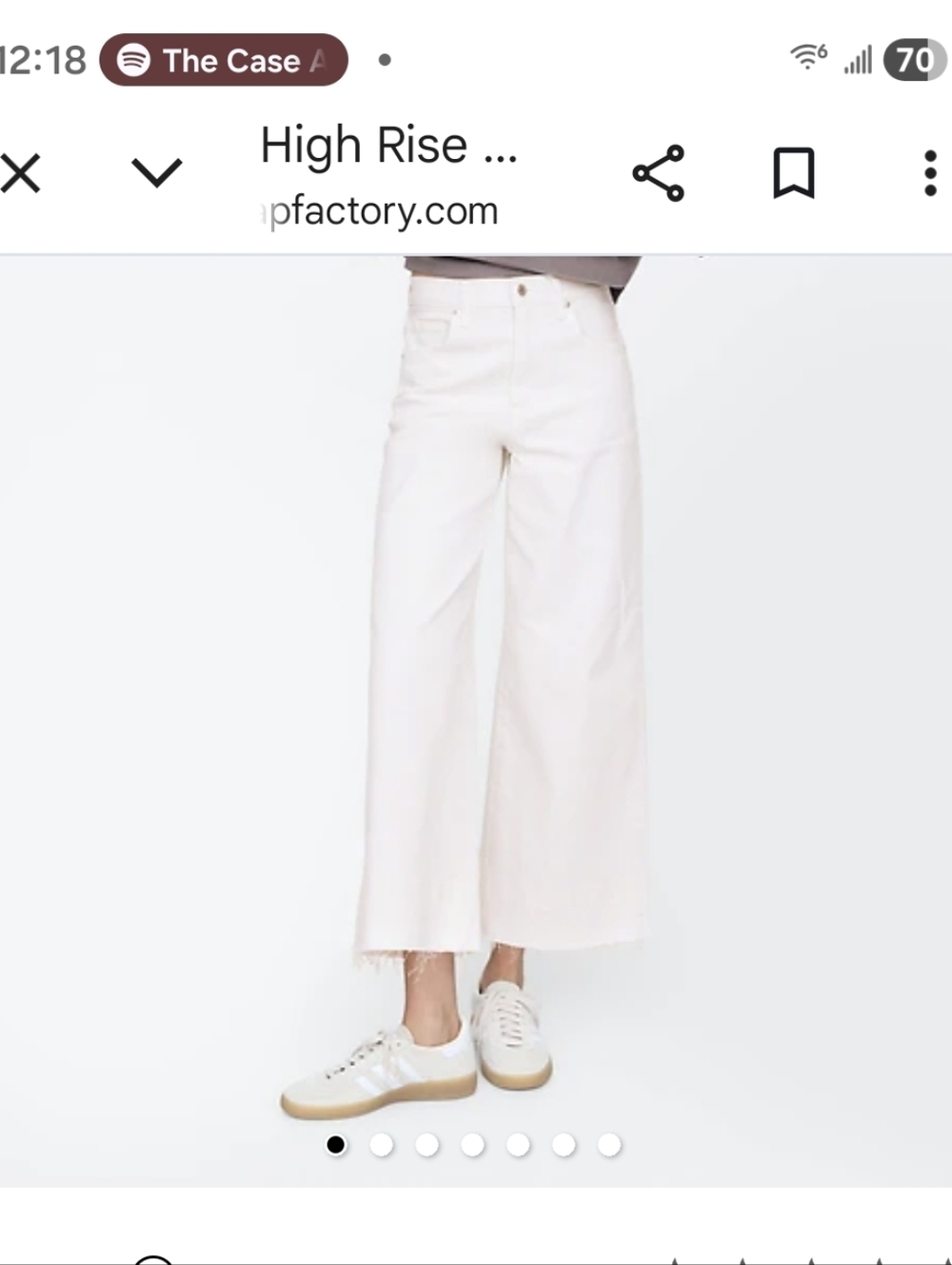GAP Off White Wide-Leg High-Rise Crop Jeans